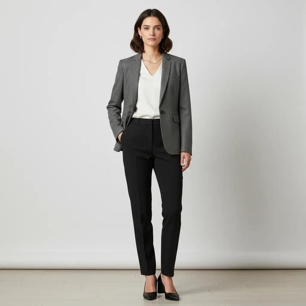 Joseph Gray Wool‎ Blend Single Button Tailored Style Blazer Jacket Women's Sz 42